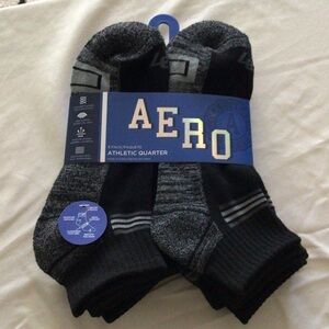 AERO Men's Athletic Quarter Socks - Black/Grey (6-Pack)